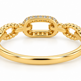 Yellow Gold Diamond Paperclip Link Ring