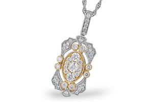 Two Tone Vintage Style Diamond Necklace