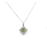 14KW Peridot & Diamond Pendant