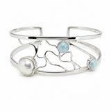 Pearl & Larimar Cuff Bracelet