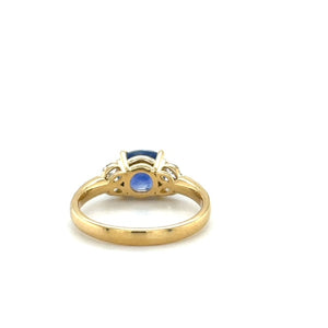 18KY Ceylon Sapphire & Marquise Diamond Ring