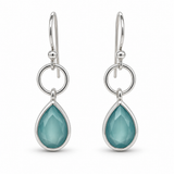 Silver Pear-Shaped Blue Chalcedony Dangle Earrings