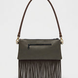 Large Black & White Cowhide Fringe Crossbody Bag