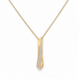 Yellow Gold Twist Pavé Diamond Pendant Necklace