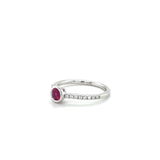 14KW Round Bezel Set Ruby & Diamond Ring