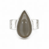 Pear Shape Grey Moonstone Ring