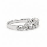 14 Karat White Gold Diamond Milgrain Band
