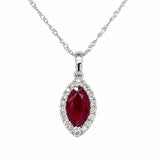 Marquise Ruby & Diamond Halo Necklace