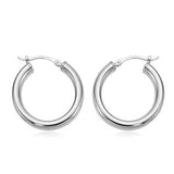 Silver 3 x 20mm Hoop Earrings