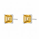 Square Citrine Stud Earrings