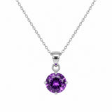 Silver Round Amethyst Pendant