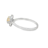 14 Karat White Gold Opal & Diamond Ring