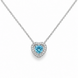 Blue Topaz & Diamond Heart Pendant Necklace
