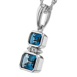 14K White Gold London Blue Topaz & Diamond Pendant