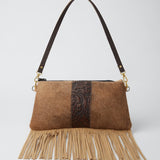 Tan Leather Fringe Crossbody