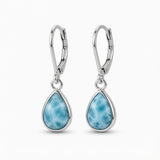 Pear Shape Larimar Leverback Earrings