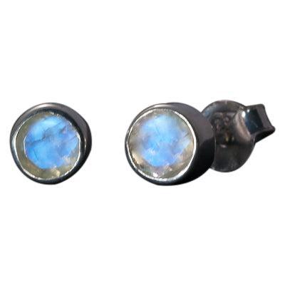 Bezel Set Moonstone Earrings