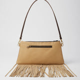 Tan Leather Fringe Crossbody
