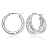 Silver Double Hoop Earrings