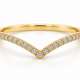 Yellow Gold Diamond Chevron V-Shaped Ring