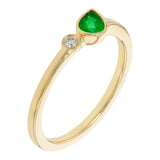 14K Yellow Gold Pear-Shaped Emerald & Diamond Ring