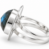 Silver Round Labradorite Ring