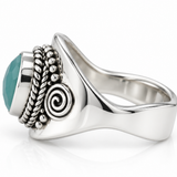 Sterling Silver Oval Blue Chalcedony Adjustable Ring