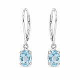 Oval Blue Topaz Leverback Earrings