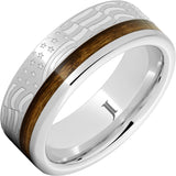 Whiskey Rebellion – Serinium® Ring with Bourbon Barrel Inlay and American Flag Engraving