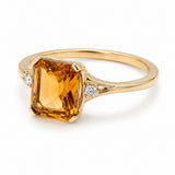 Yellow Gold Citrine & Diamond Ring