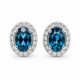 Oval London Blue Topaz & Diamond Earrings