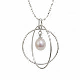 White Pearl Geo Circular-Oval Pendant