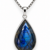 Sterling Silver Large Pear-Shaped Labradorite Pendant