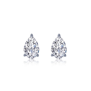 SS Pear Shape Simulated Diamond Stud Earrings
