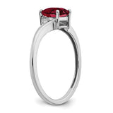 Rhodium-Plated Sterling Silver Lab-Created Ruby & Diamond Ring