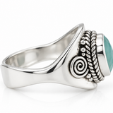 Sterling Silver Oval Blue Chalcedony Adjustable Ring