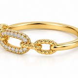 Yellow Gold Diamond Paperclip Link Ring
