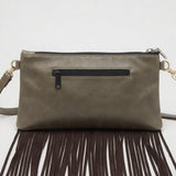 Dark Brown Suede Fringe Crossbody Purse