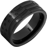 Old Glory – Black Diamond Ceramic™ Men’s Ring with American Flag Engraving