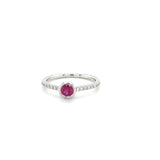 14KW Round Bezel Set Ruby & Diamond Ring