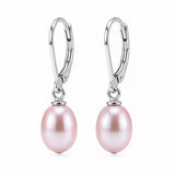 Soft Pink Pearl Leverback Earrings