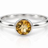 Sterling Silver Round Citrine Ring