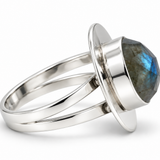 Silver Round Labradorite Ring