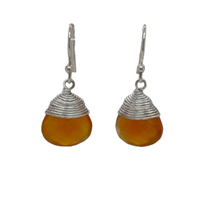 Carnelian Wire Wrap Earrings