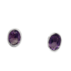 Oval Amethyst Stud Earrings