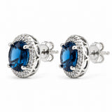 Oval London Blue Topaz & Diamond Earrings