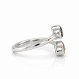 Sterling Silver Pear-Shaped Smoky Quartz & Citrine Bypass Ring