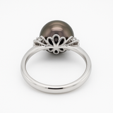 18K White Gold Tahitian Pearl & Diamond Ring