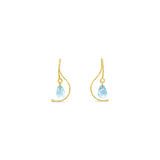 14KY Mini Twist Simple Sweep Blue Topaz Earrings