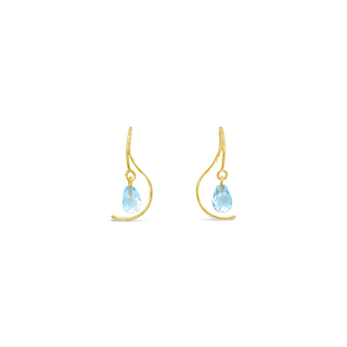 14KY Mini Twist Simple Sweep Blue Topaz Earrings